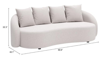 Zuo Sunny Isles Sofa Beige 90.6" W x 42.1" D x 32.3" H