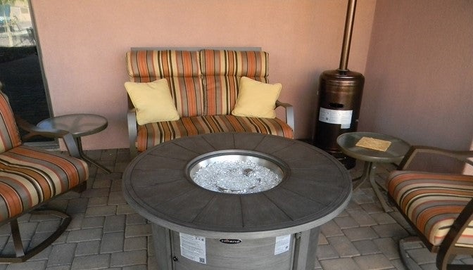 AZ Patio Brushed Wood Round Fire Pit