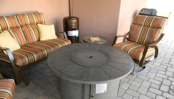 AZ Patio Brushed Wood Round Fire Pit