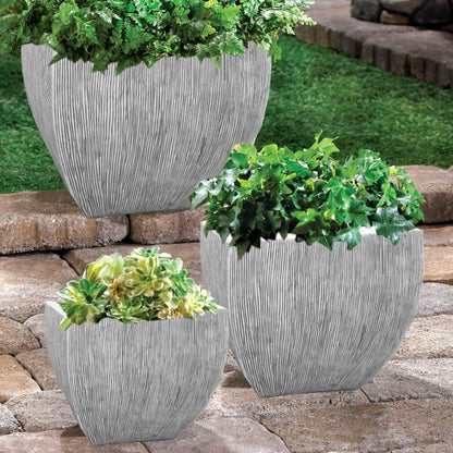 HomeRoots Large Distressed And Ribbed Flower Pot Planter