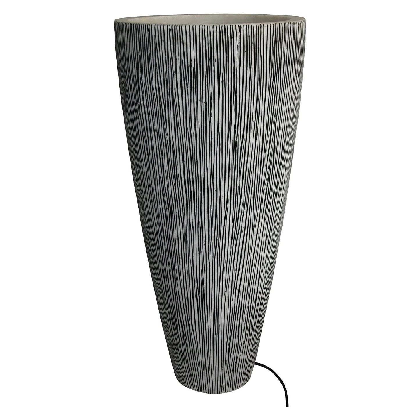 HomeRoots 1 X 18 X 39 Gray Sandstone Ribbed Long Conical Planter with Light