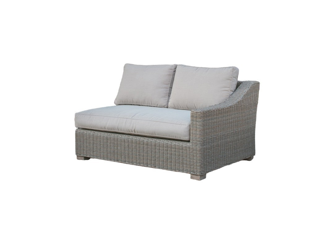 HomeRoots Three Piece Outdoor Gray Rattan Sectional Seating Group with Beige Cushions