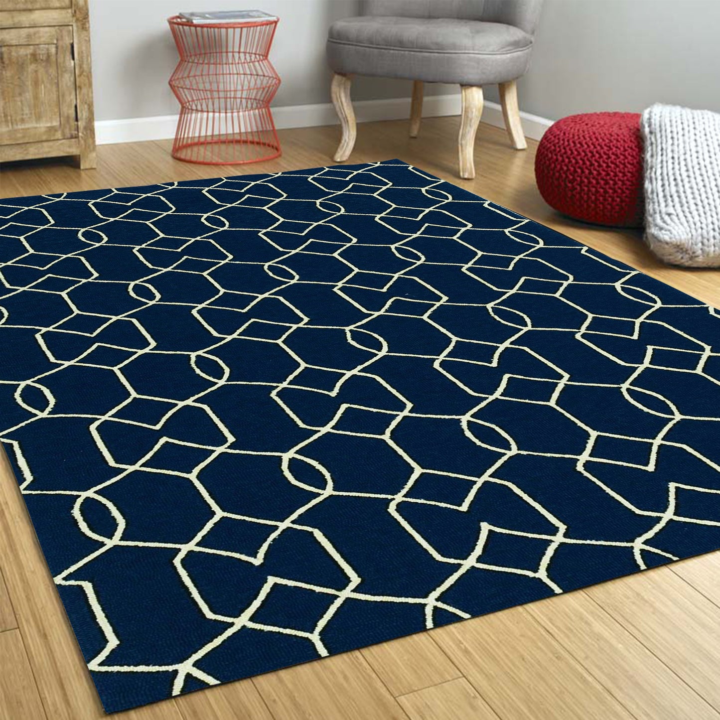 HomeRoots 7' X 10' Blue Moroccan Indoor Outdoor Area Rug