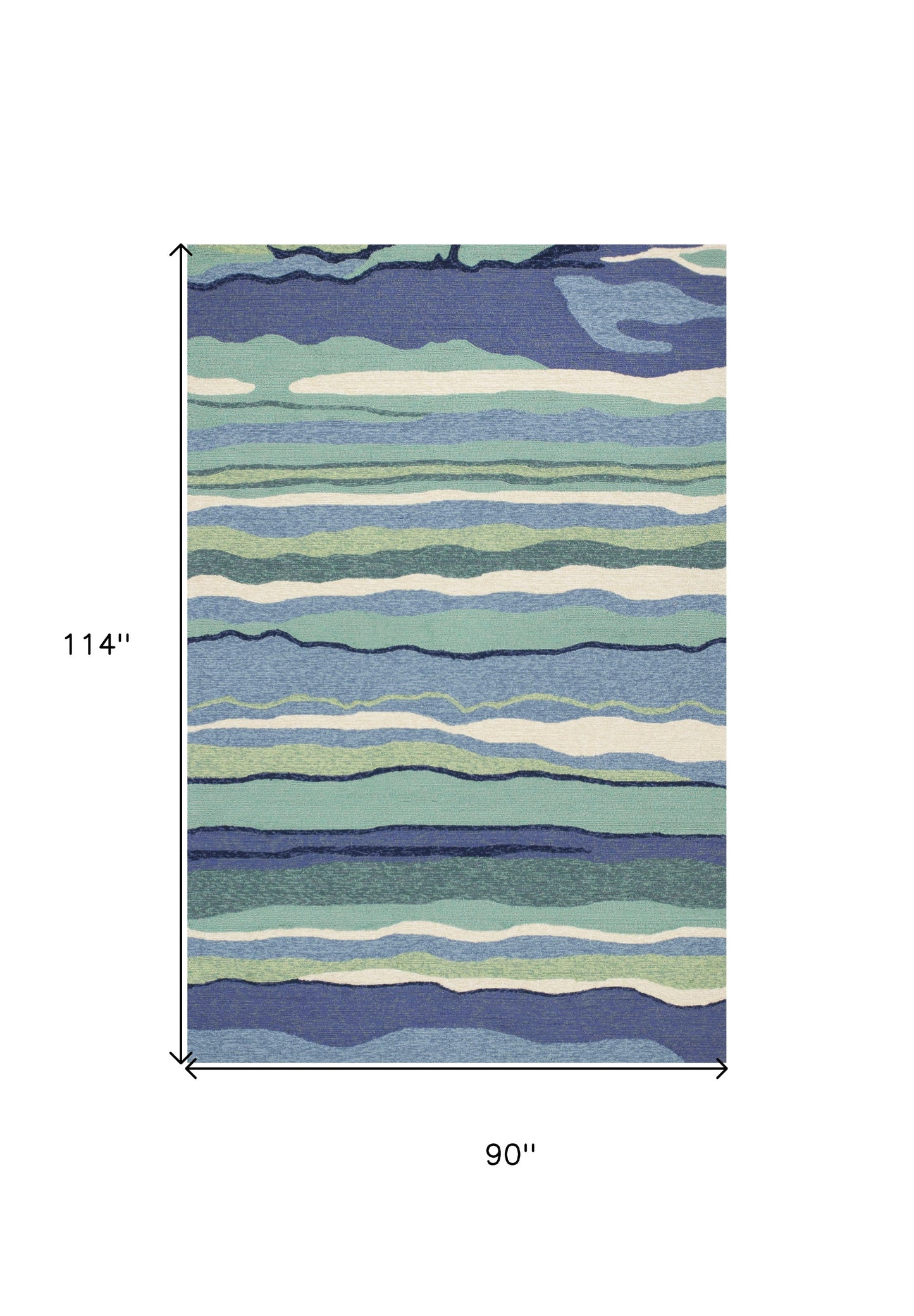 HomeRoots  8' X 10' Blue Abstract Waves Indoor Outdoor Area Rug