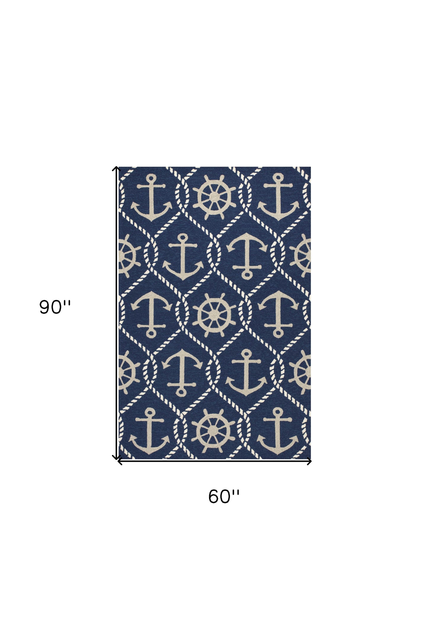 HomeRoots 5' X 8' Navy Blue Abstract Handmade Indoor Outdoor Area Rug