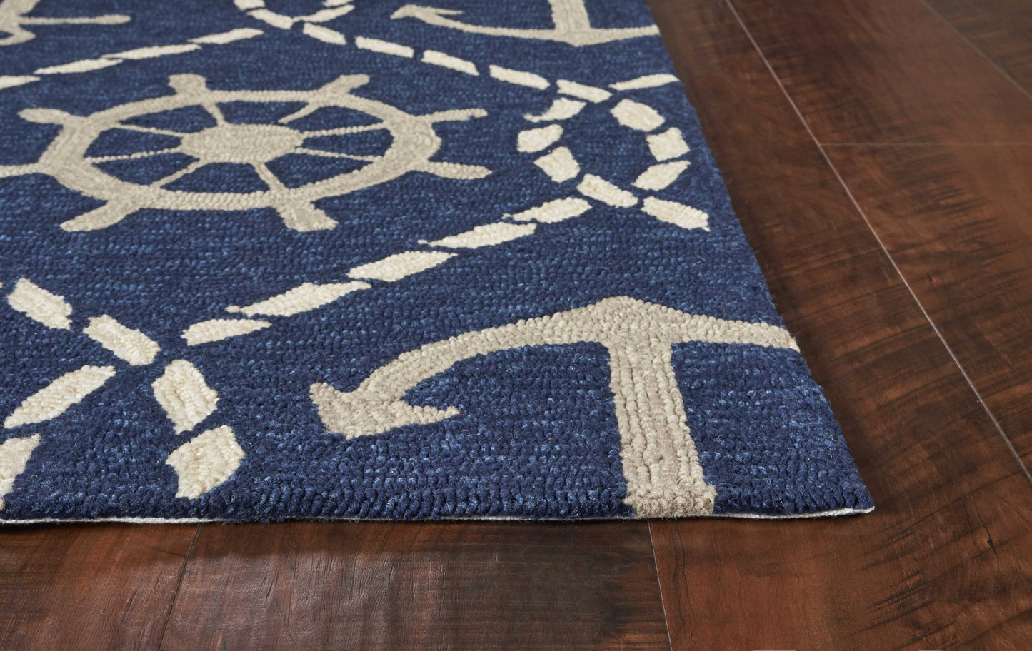 HomeRoots 5' X 8' Navy Blue Abstract Handmade Indoor Outdoor Area Rug