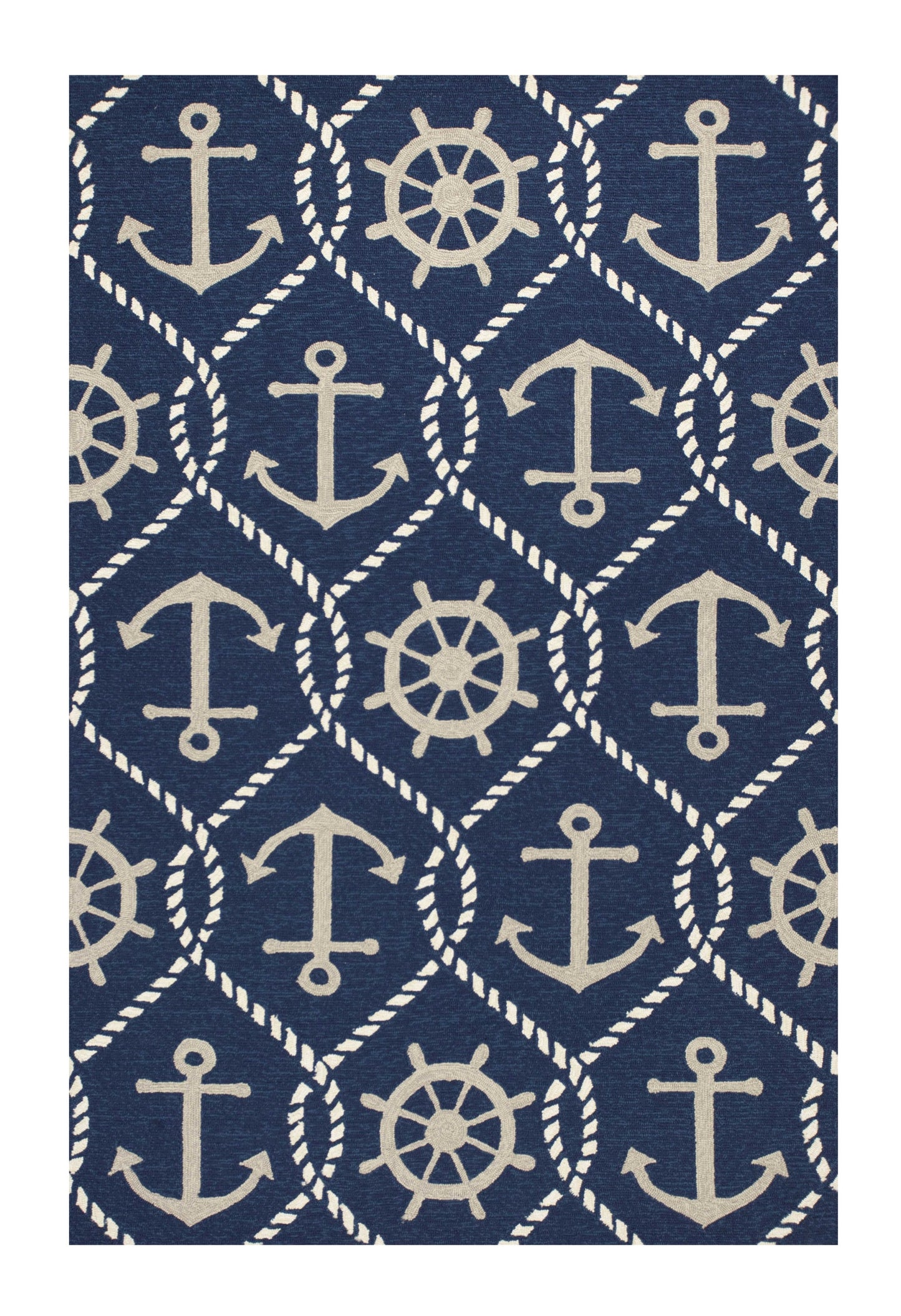 HomeRoots 5' X 8' Navy Blue Abstract Handmade Indoor Outdoor Area Rug