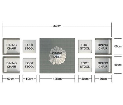 HomeRoots Nine Piece Clear and Gray Glass Dining Set