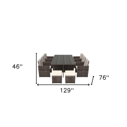 HomeRoots 11 Piece Clear and Gray Glass Dining Set