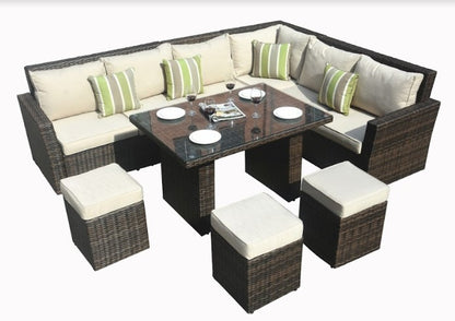 HomeRoots 180.96" X 33.54" X 34.71"HomeRoots Brown 8 Piece Outdoor Sectional Set With Cushions