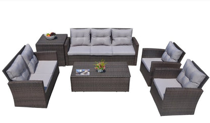 HomeRoots Six Piece Outdoor Brown Metal Sofa Seating Group With Cushions