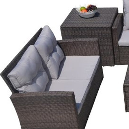 HomeRoots Six Piece Outdoor Brown Metal Sofa Seating Group With Cushions