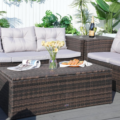 HomeRoots Six Piece Outdoor Brown Metal Sofa Seating Group With Cushions