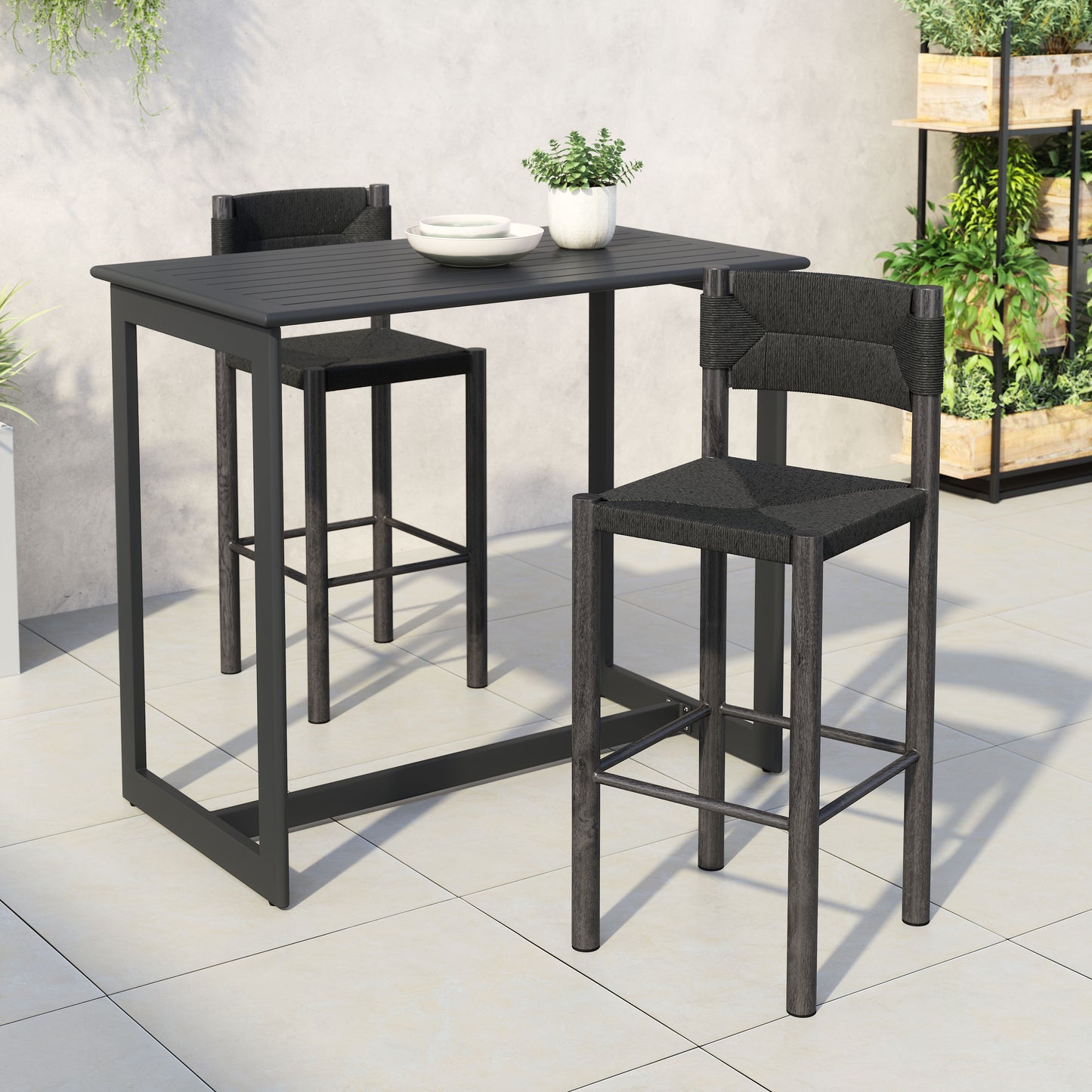 Zuo Outdoor Iska Barstool (Set of 2) Black