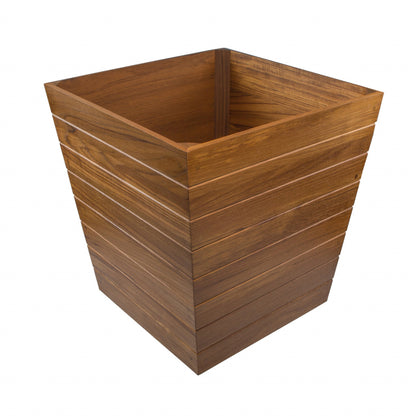 HomeRoots  Large Brown Solid Wood Indoor Outdoor Square Planter Box 22" H x 21" W x 21" D