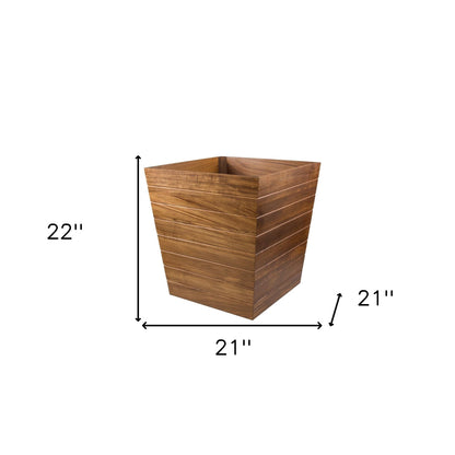 HomeRoots  Large Brown Solid Wood Indoor Outdoor Square Planter Box 22" H x 21" W x 21" D