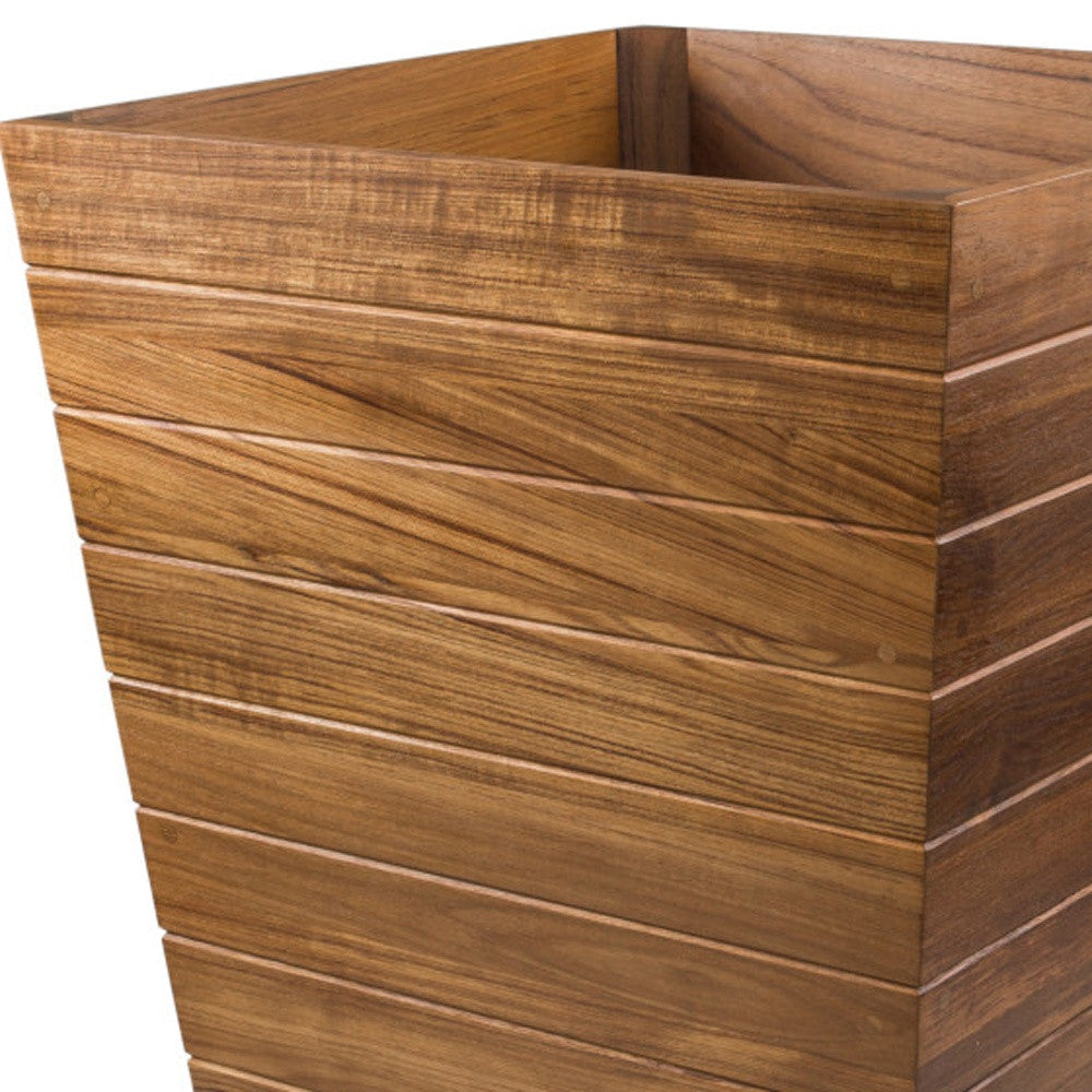 HomeRoots  Large Brown Solid Wood Indoor Outdoor Square Planter Box 22" H x 21" W x 21" D