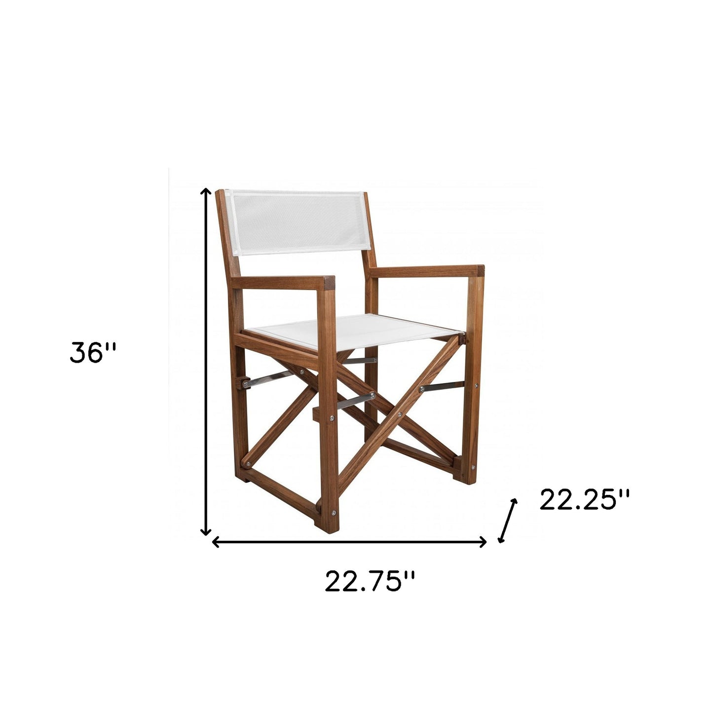 HomeRoots 23" White and Natural Wood Solid Wood Indoor Outdoor Director Chair