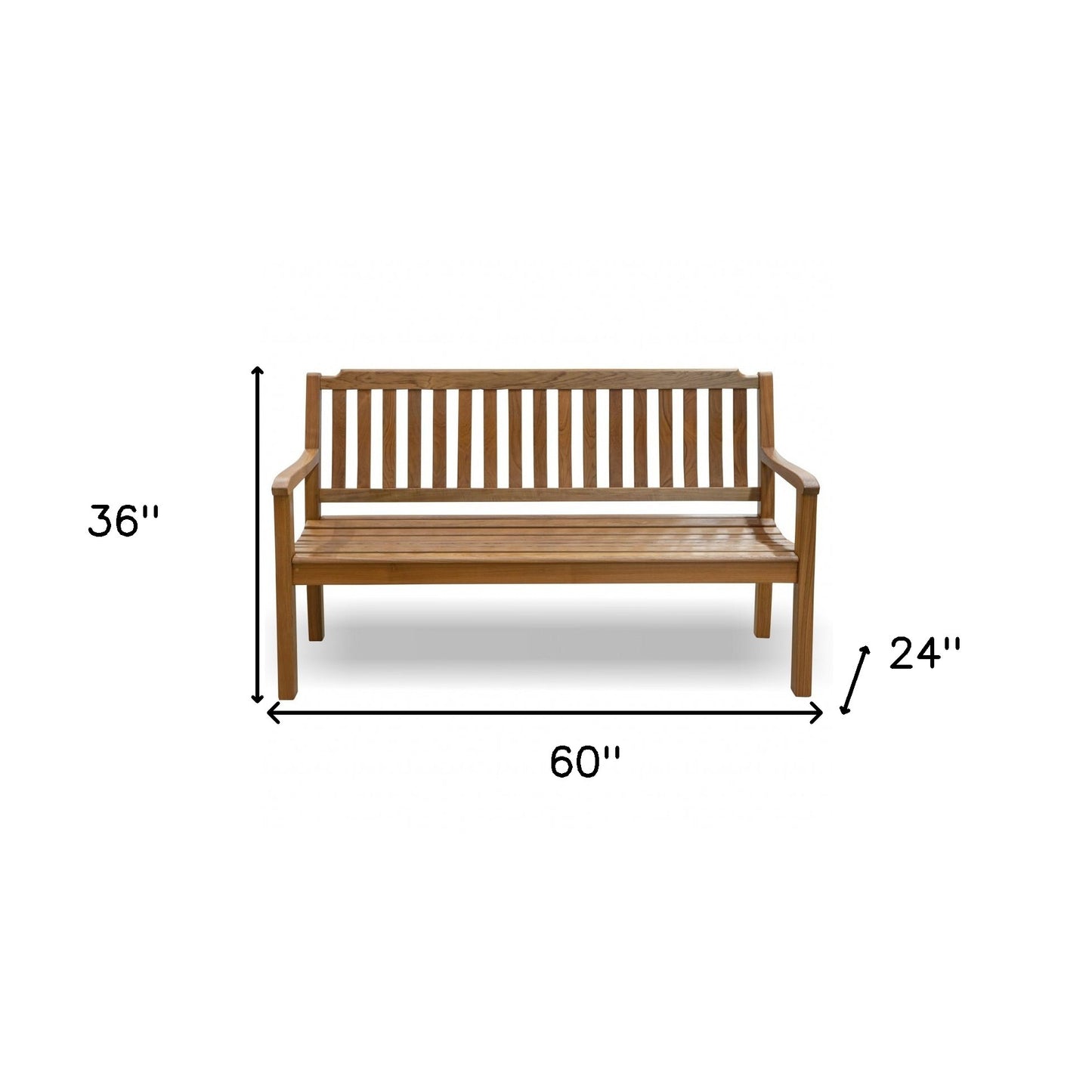 HomeRoots 60" Teak Solid Wood Garden Bench