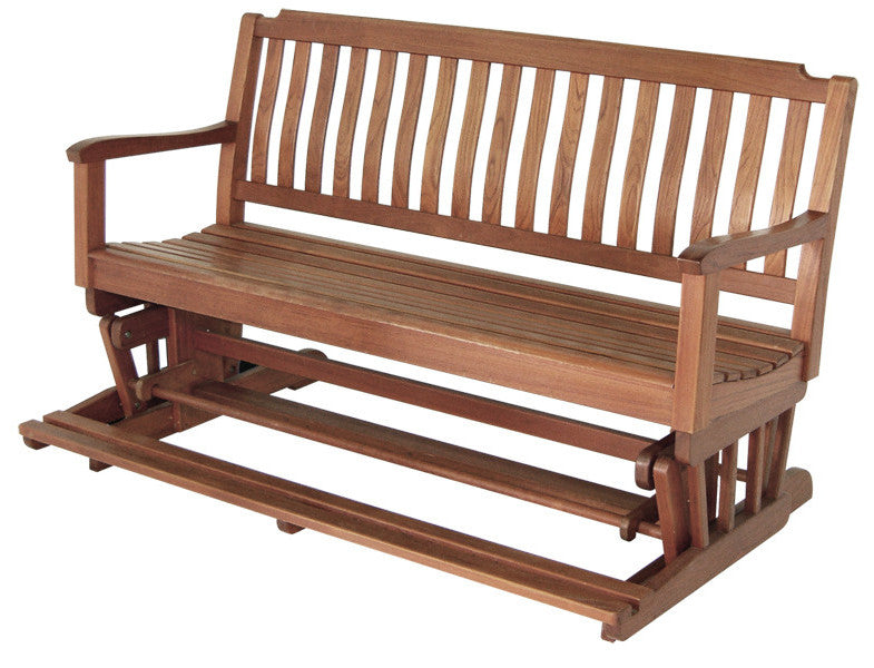 HomeRoots 60" Brown Solid Teak Outdoor Glider Bench