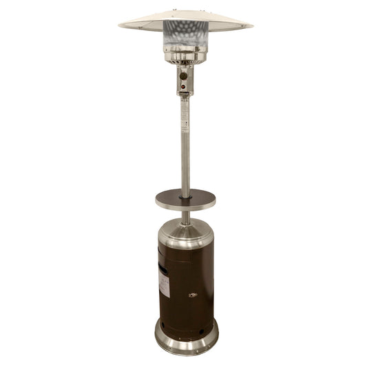 HomeRoots 48000 BTU Silver Steel Propane Cylindrical Pole Standing Patio Heater