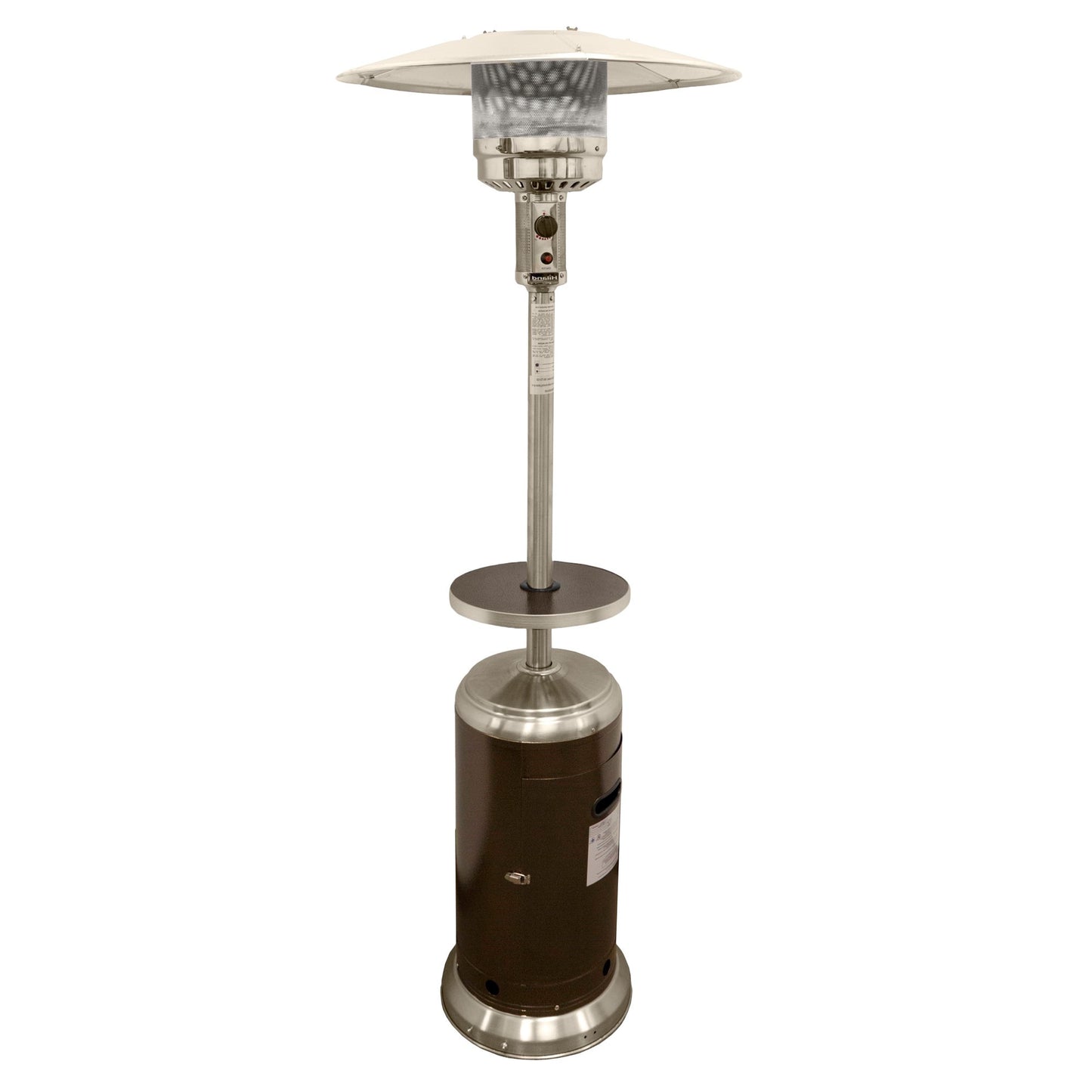 HomeRoots 48000 BTU Silver Steel Propane Cylindrical Pole Standing Patio Heater