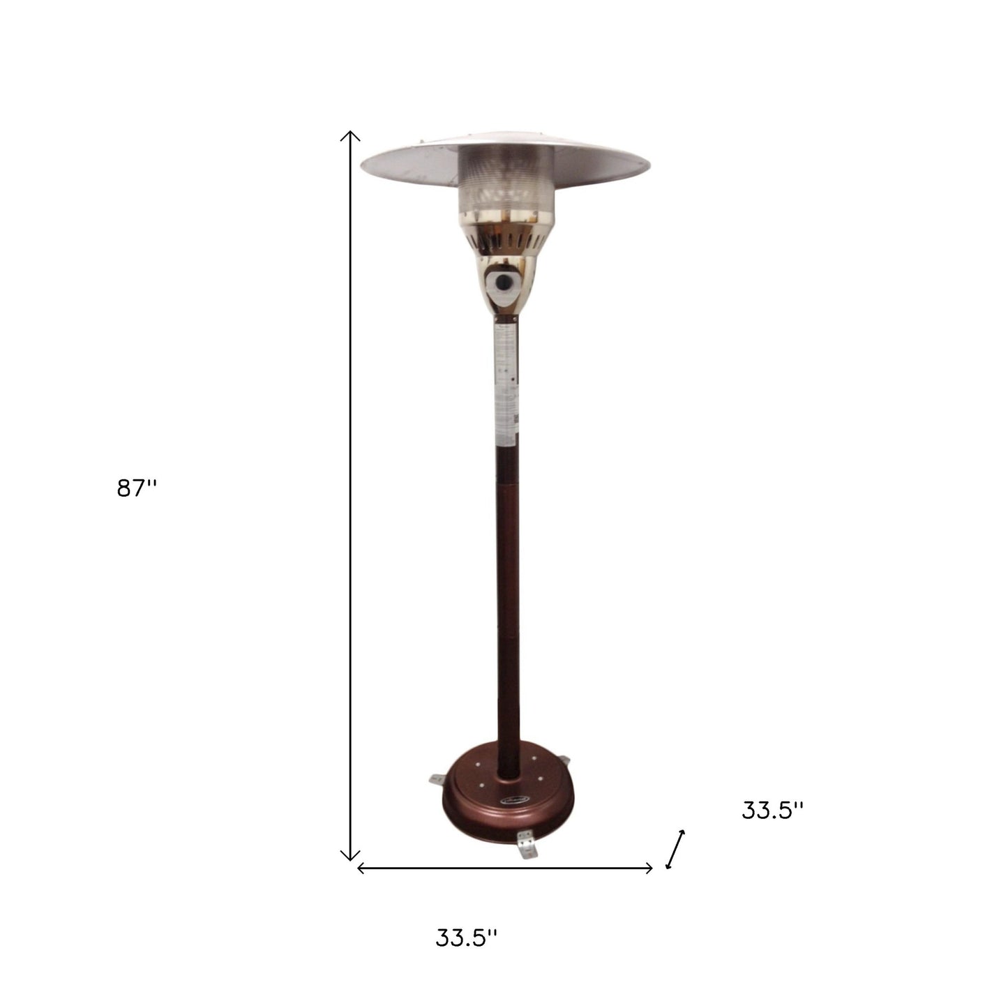 HomeRoots 41000 BTU Bronze Steel Natural Gas Cylindrical Pole Standing Patio Heater