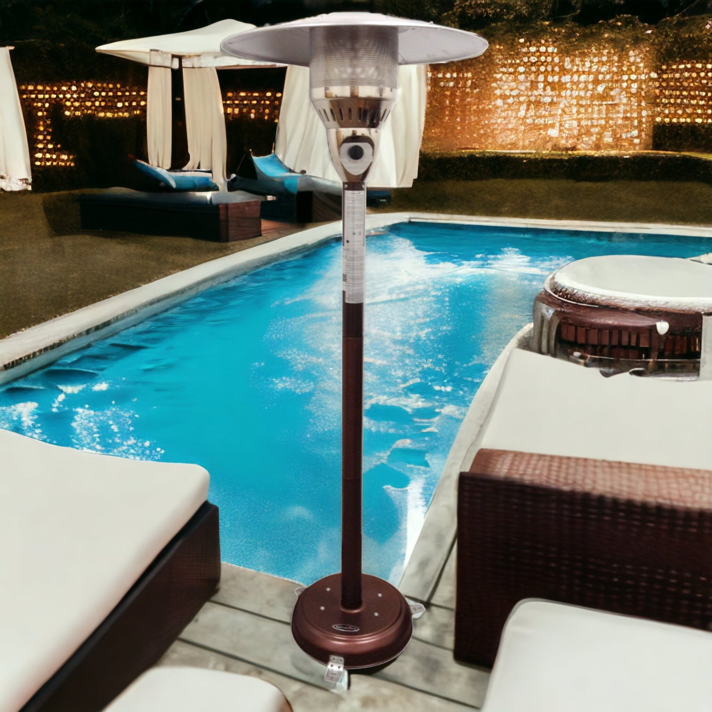 HomeRoots 41000 BTU Bronze Steel Natural Gas Cylindrical Pole Standing Patio Heater