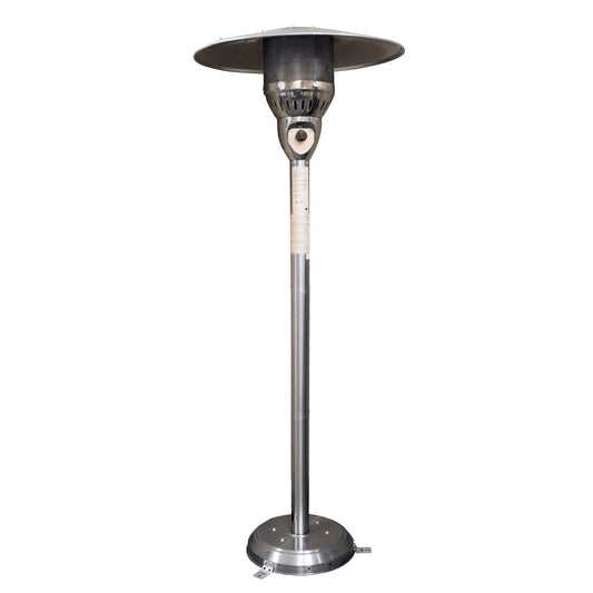 HomeRoots 41000 BTU Silver Steel Natural Gas Cylindrical Pole Standing Patio Heater