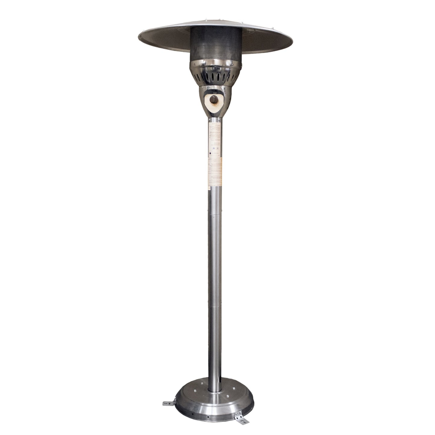 HomeRoots 41000 BTU Silver Steel Natural Gas Cylindrical Pole Standing Patio Heater