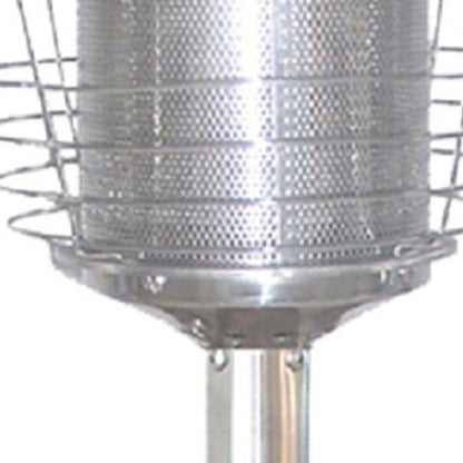 HomeRoots 11000 BTU Silver Steel Propane Cylindrical Pole Tabletop Patio Heater