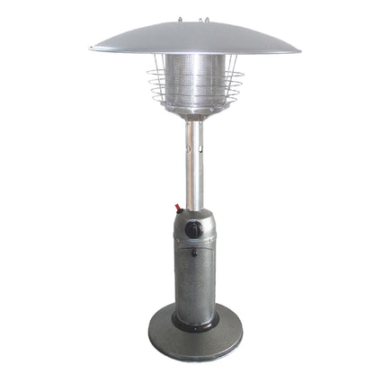 HomeRoots 11000 BTU Silver Steel Propane Cylindrical Pole Tabletop Patio Heater