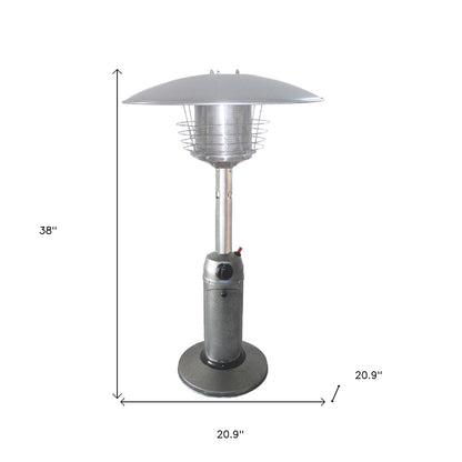 HomeRoots 11000 BTU Silver Steel Propane Cylindrical Pole Tabletop Patio Heater