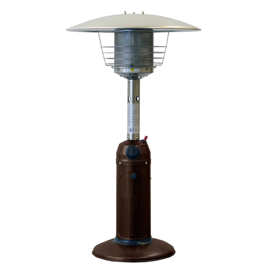 HomeRoots 11000 BTU Bronze Steel Propane Cylindrical Pole Tabletop Patio Heater