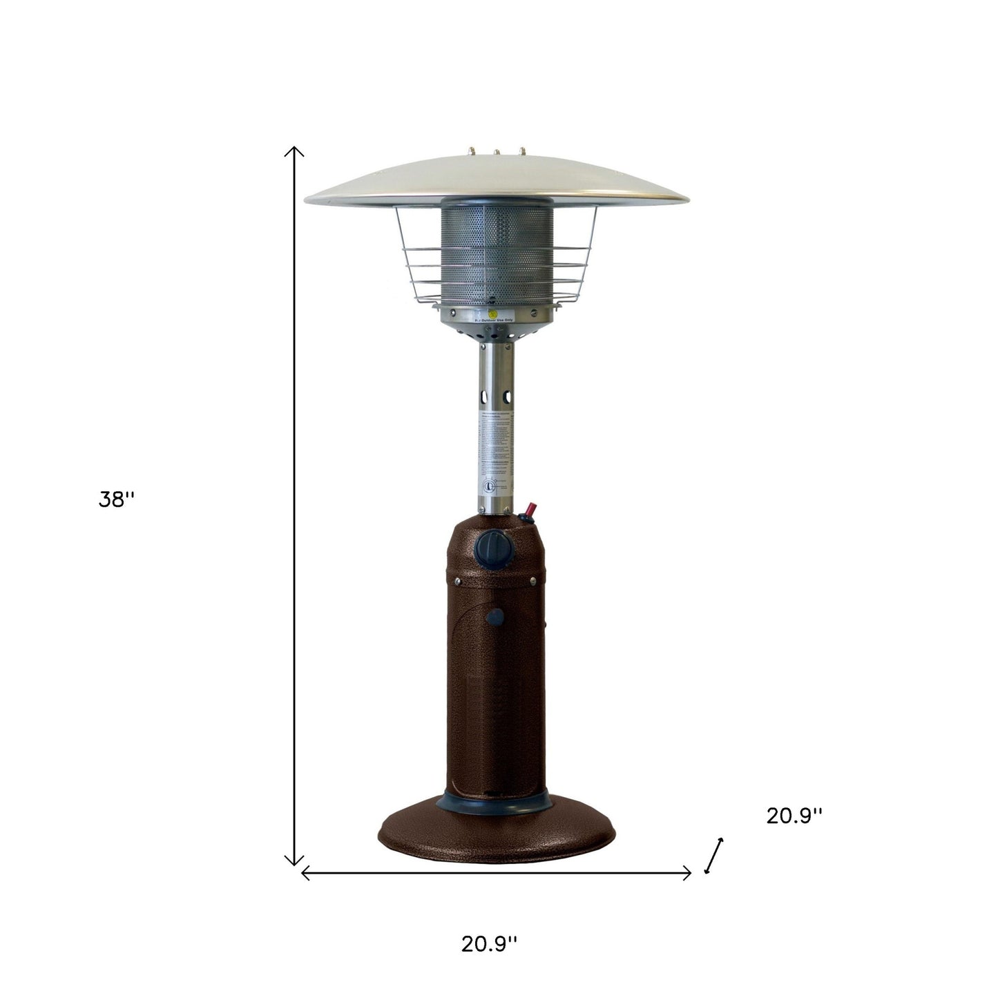 HomeRoots 11000 BTU Bronze Steel Propane Cylindrical Pole Tabletop Patio Heater