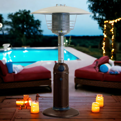 HomeRoots 11000 BTU Bronze Steel Propane Cylindrical Pole Tabletop Patio Heater