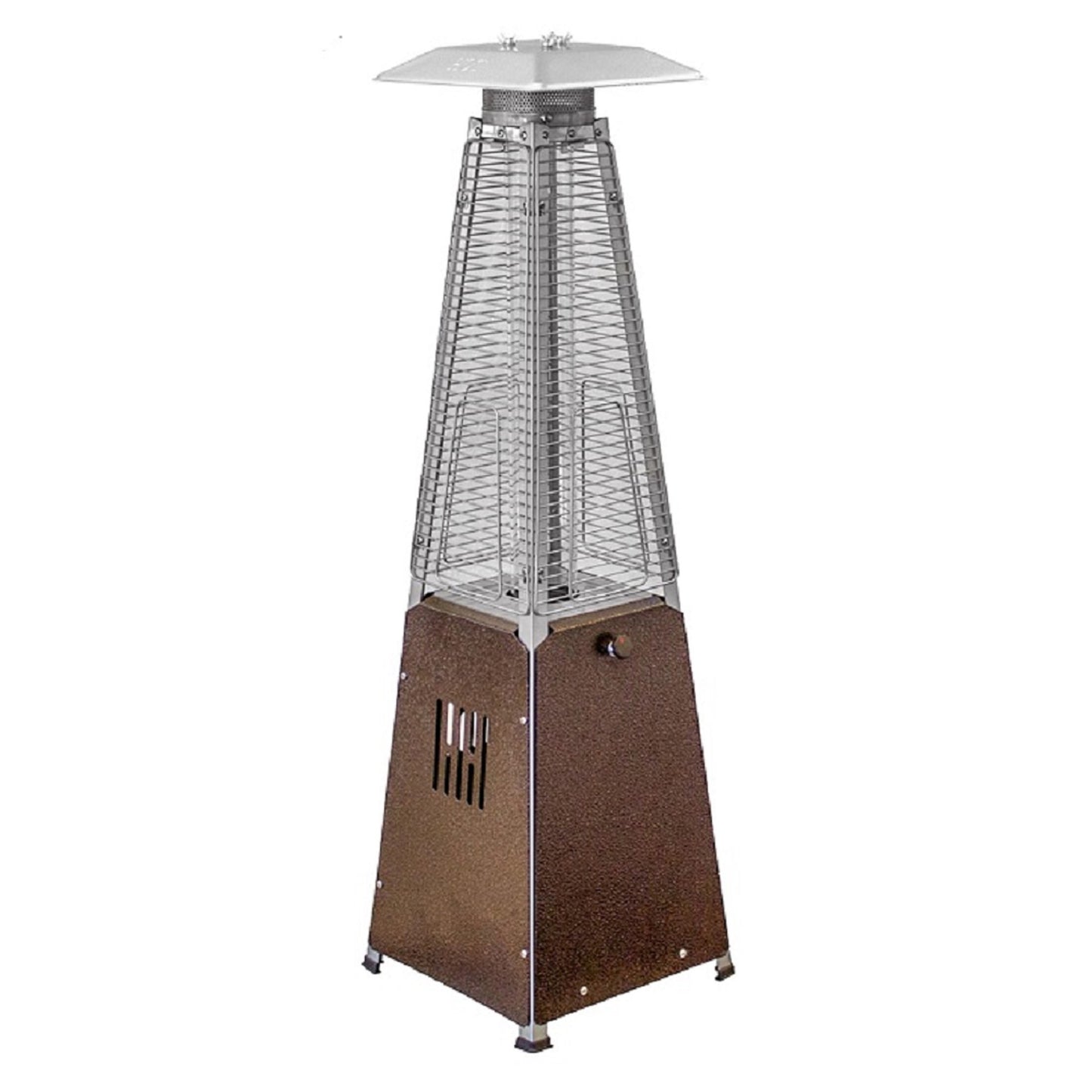 HomeRoots 9500 BTU Bronze Steel Propane Triangular Pyramid Tabletop Patio Heater