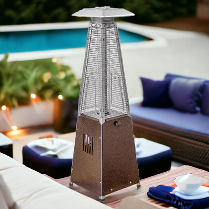 HomeRoots 9500 BTU Bronze Steel Propane Triangular Pyramid Tabletop Patio Heater