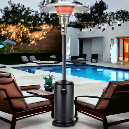 HomeRoots 40000 BTU Black Steel Propane Cylindrical Pole Standing Patio Heater