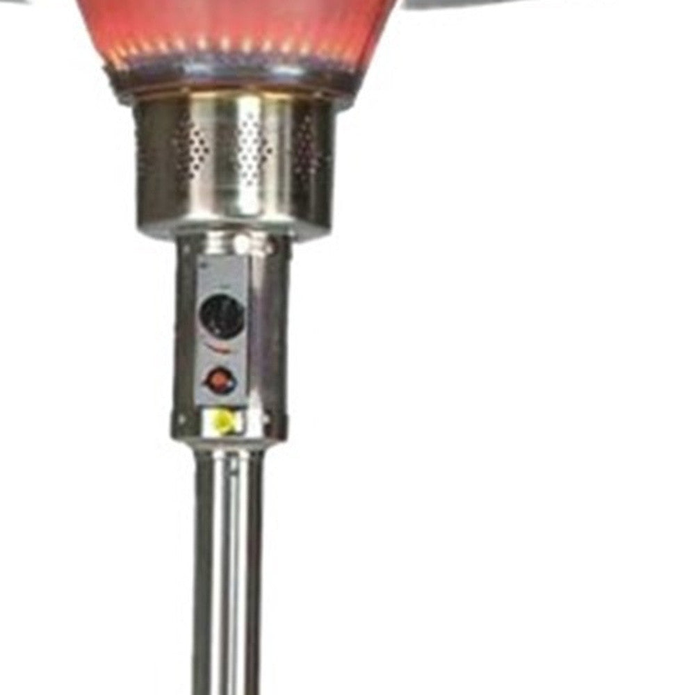 HomeRoots 40000 BTU Silver Steel Propane Cylindrical Pole Standing Patio Heater