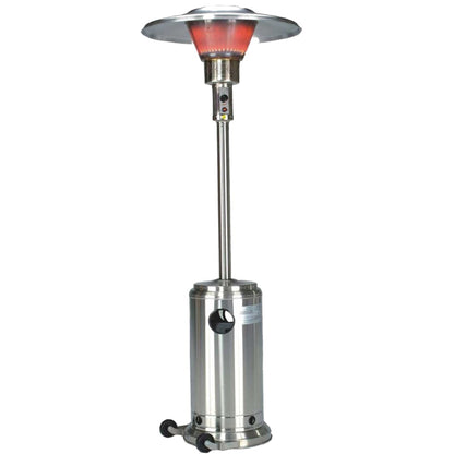 HomeRoots 40000 BTU Silver Steel Propane Cylindrical Pole Standing Patio Heater