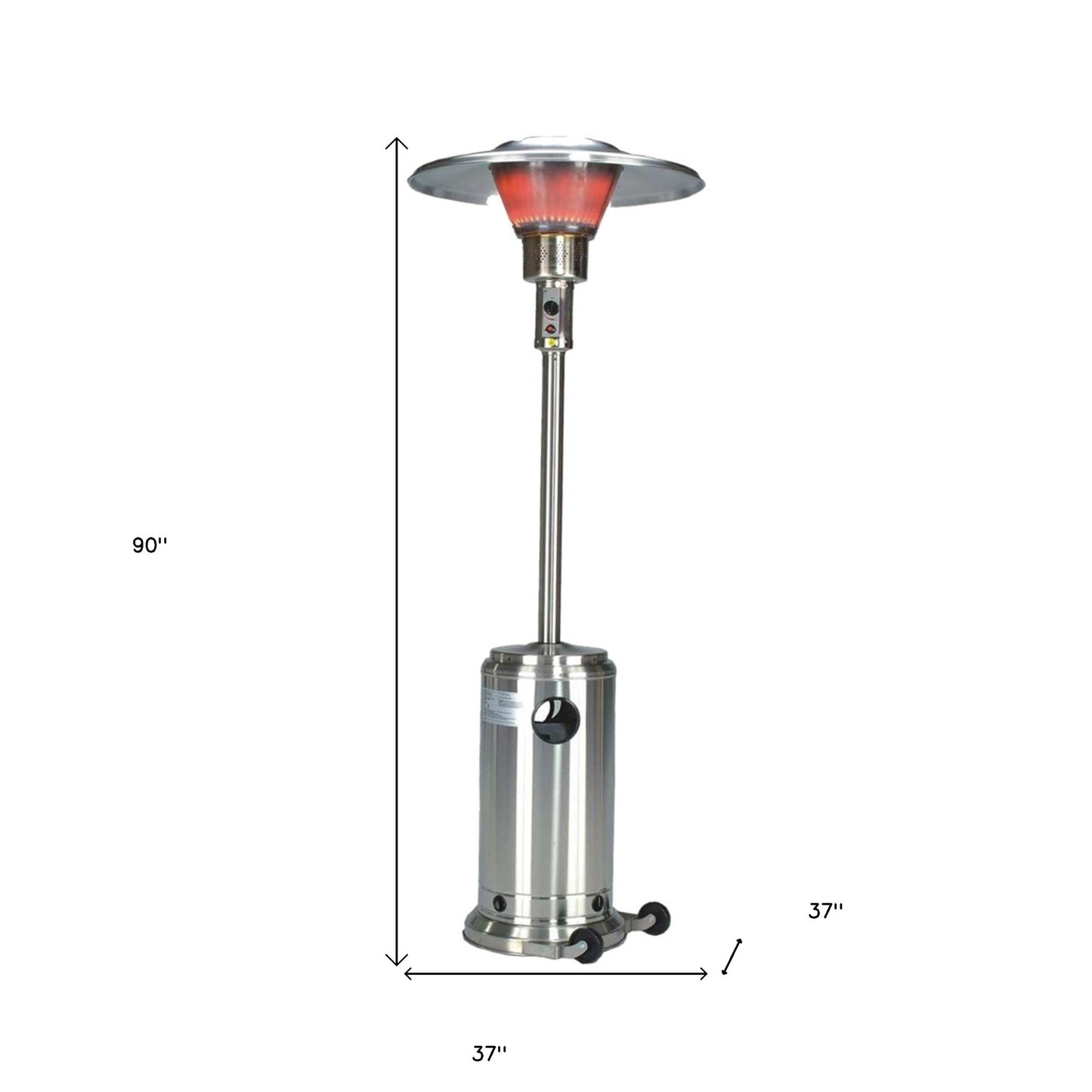 HomeRoots 40000 BTU Silver Steel Propane Cylindrical Pole Standing Patio Heater