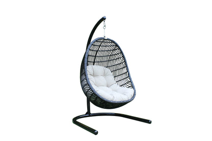 HomeRoots 43" Beige Aluminum Outdoor Swing Chair with Beige Cushion