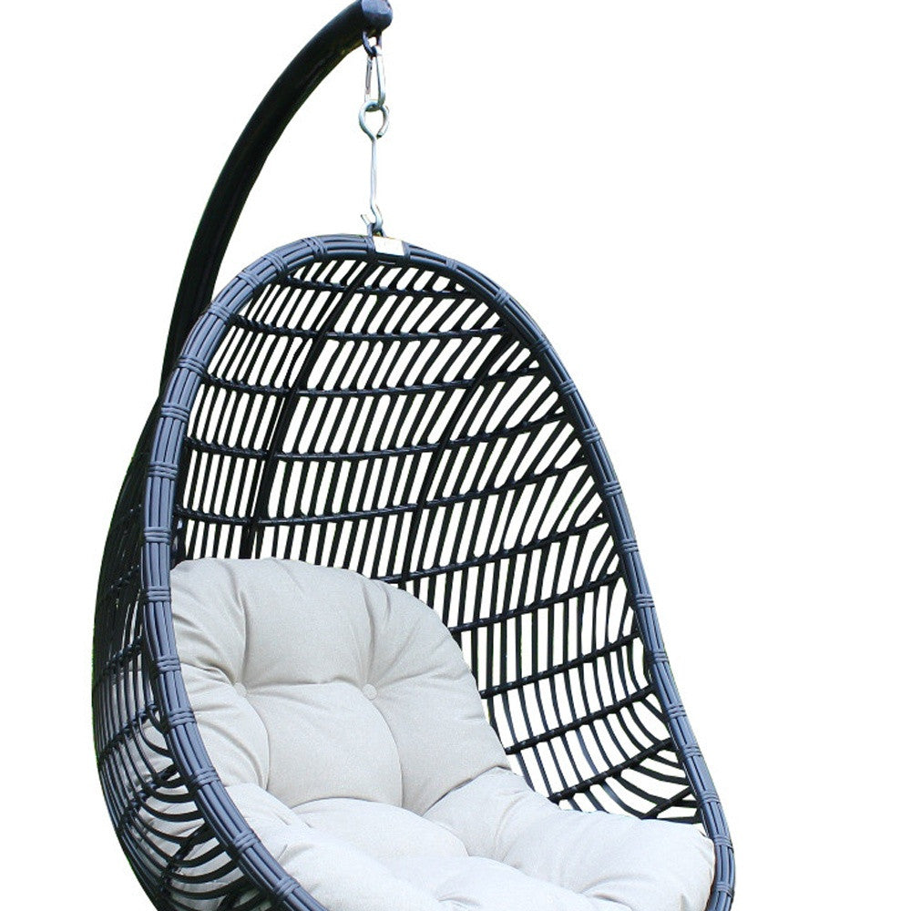 HomeRoots 43" Beige Aluminum Outdoor Swing Chair with Beige Cushion