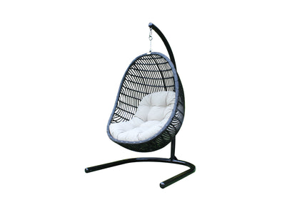 HomeRoots 43" Beige Aluminum Outdoor Swing Chair with Beige Cushion