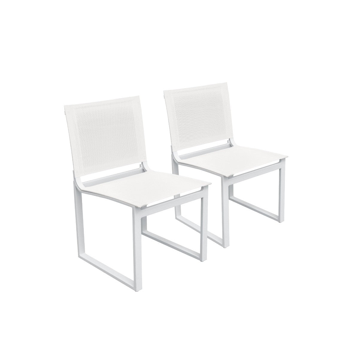 HomeRoots Set of Two 20" White Aluminum Indoor Outdoor Dining Chair