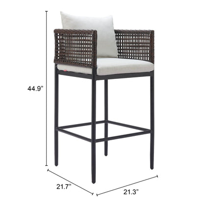 Zuo Palm Paradise Barstool Gray