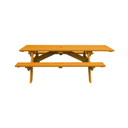 HomeRoots Natural Solid Wood Outdoor Picnic Table Umbrella Hole