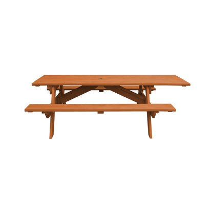 HomeRoots Cedar Chest Solid Wood Outdoor Picnic Table Umbrella Hole