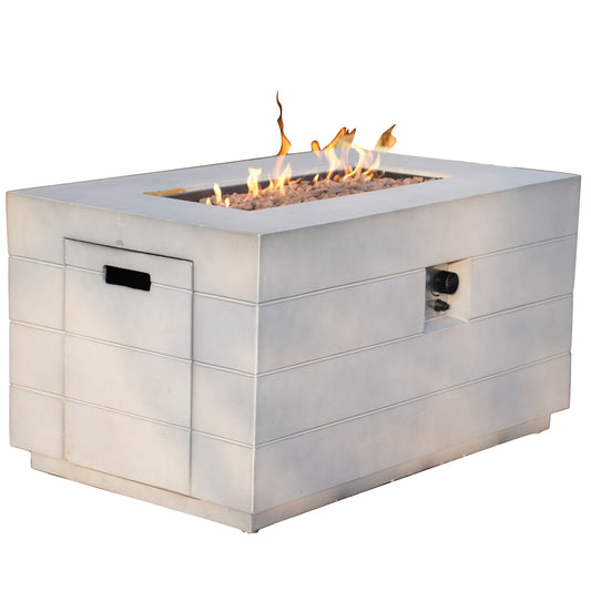 HomeRoots 28" Gray Aluminum Natural gas Rectangular Fire pit table With Cover